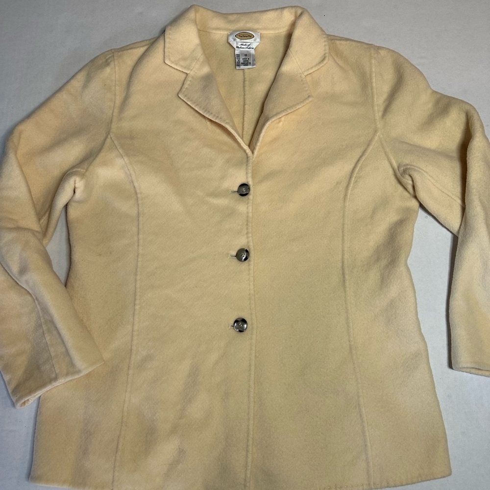 Talbots Italian Wool Cashmere Blend Cream Colored Button Down Blazer Ladies 10